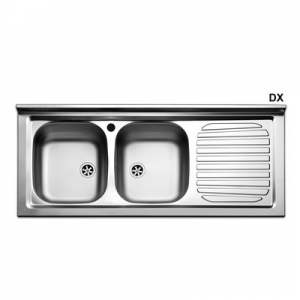 LAVELLO APPOGGIO IN ACCIAIO INOX CON 2 VASCHETTE