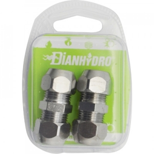 2 PZ RACCORDI DIRITTI DOPPI CON DADI CONICI CROMATI BLISTER