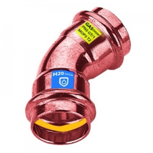 CURVA IN RAME A PRESSARE 45° FF ACQUA/GAS