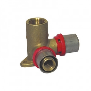 RACCORDO PRESS CURVO FEMMINA CON FLANGIA DOPPIA COLLO BASSO