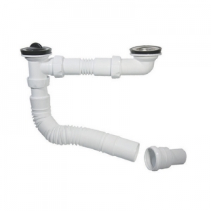 SIFONE LAVELLO 2 VASCHE GRIGLIA INOX ESTENSIBILE