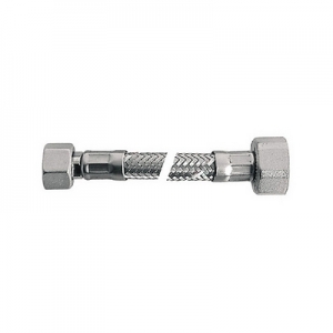 FLESSIBILE INOX MOD. LUX NORMALE CM. 10 CON TEFLON E GUARNIZIONE
